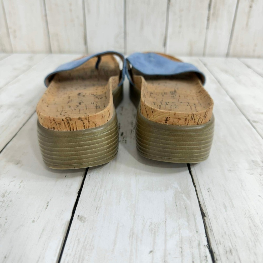 Donald J Pliner‎ Women's Blue Suede Slide Sandals Cork Platform Size 8M - Picture 5 of 6
